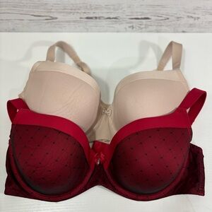 Torrid Balconette Bras in Nude and Red Size 42C SET OF TWO BRAS